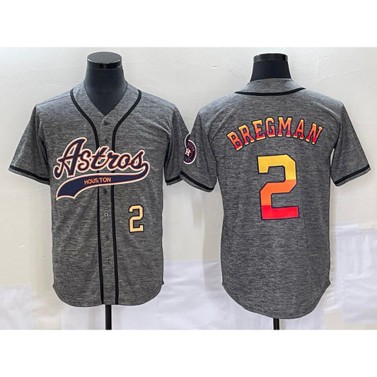 Houston Astros #2 Alex Bregman Number Grey RONA Gridiron Cool Base Stitched Jersey