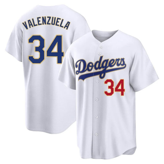 Los Angeles Dodgers #34 Fernando Valenzuela Player Gold White RONA 2026 Collection Stadium Limited Stitched Jerseys
