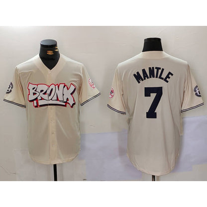New York Yankees #7 Mickey Mantle Cream RONA Limited Stitched Jersey 2