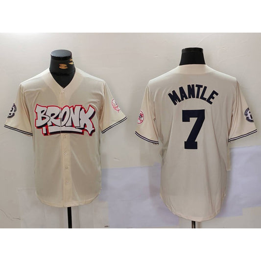 New York Yankees #7 Mickey Mantle Cream RONA Limited Stitched Jersey 2