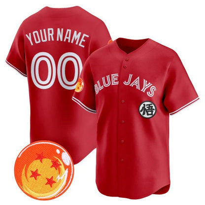 Custom Toronto Blue Jays x Dragon Ball Red RONA Vapor Premier Limited Jersey - All Stitched