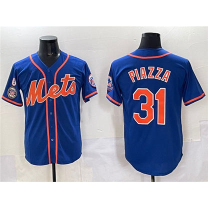 New York Mets #31 Mike Piazza Blue RONA With Patch Cool Base Stitched Jersey