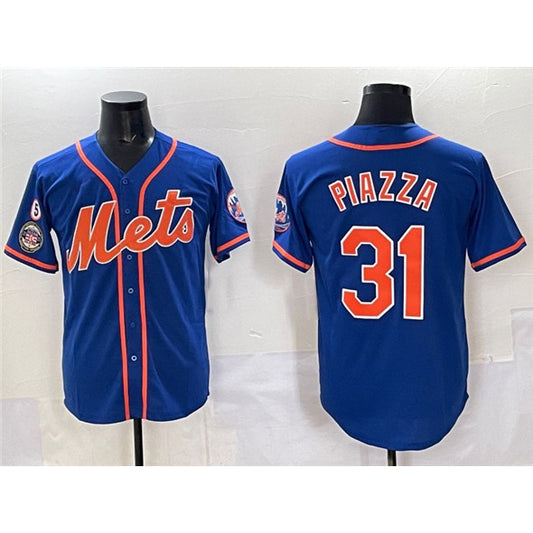 New York Mets #31 Mike Piazza Blue RONA With Patch Cool Base Stitched Jersey