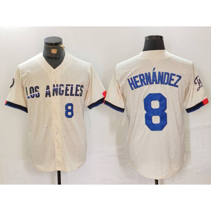 Los Angeles Dodgers #8 Kike Hernandez Number Cream RONA 2024 City Connect Limited Stitched Jersey 2