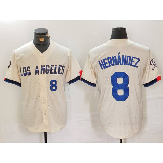 Los Angeles Dodgers #8 Kike Hernandez Number Cream RONA 2024 City Connect Limited Stitched Jersey 2