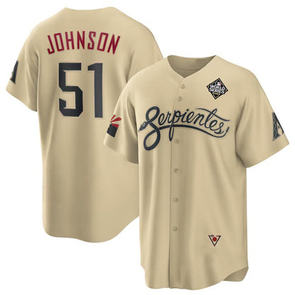 Arizona Diamondbacks #51 Randy Johnson Gold RONA 2023 World Series City Connect Cool Base Stitched Jersey