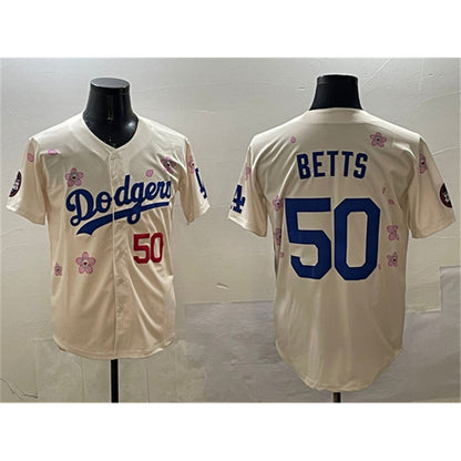 Los Angeles Dodgers #50 Mookie Betts Cream RONA 2025 Tokyo Series Limited Stitched Jersey