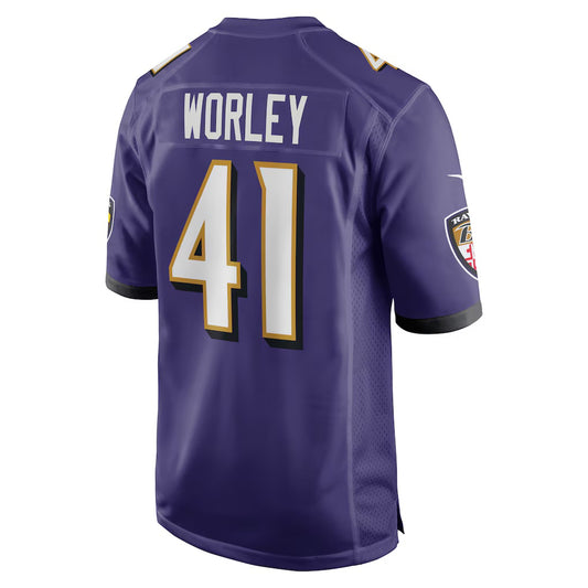 B.Ravens #41 Daryl Worley Purple RONA Game Player Jersey