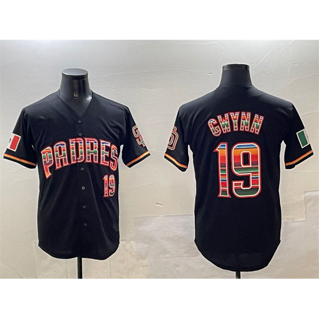 San Diego Padres #19 Tony Gwynn Black RONA Mexico Cool Base Stitched Jersey