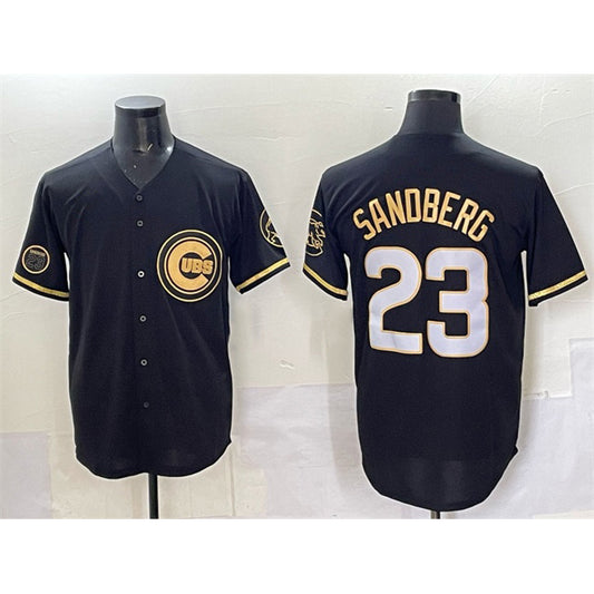 Chicago Cubs #23 Ryne Sandberg Black RONA Gold 'Ryne Sandberg Tribute' Vapor Limited V2 Stitched Jersey