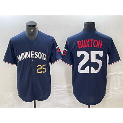 Minnesota Twins #25 Byron Buxton Number 2023 Navy Blue RONA Cool Base Stitched Jerseys