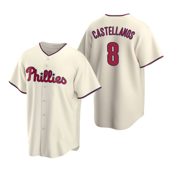 Philadelphia Phillies #8 Nick Castellanos Cream RONA Cool Base Stitched Jersey