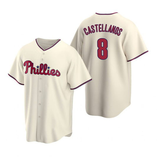 Philadelphia Phillies #8 Nick Castellanos Cream RONA Cool Base Stitched Jersey
