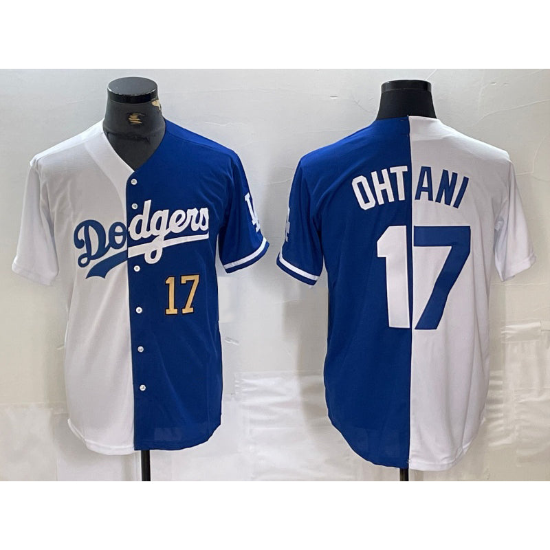 Los Angeles Dodgers #17 Shohei Ohtani Number White Blue RONA Two Tone Stitched Jerseys