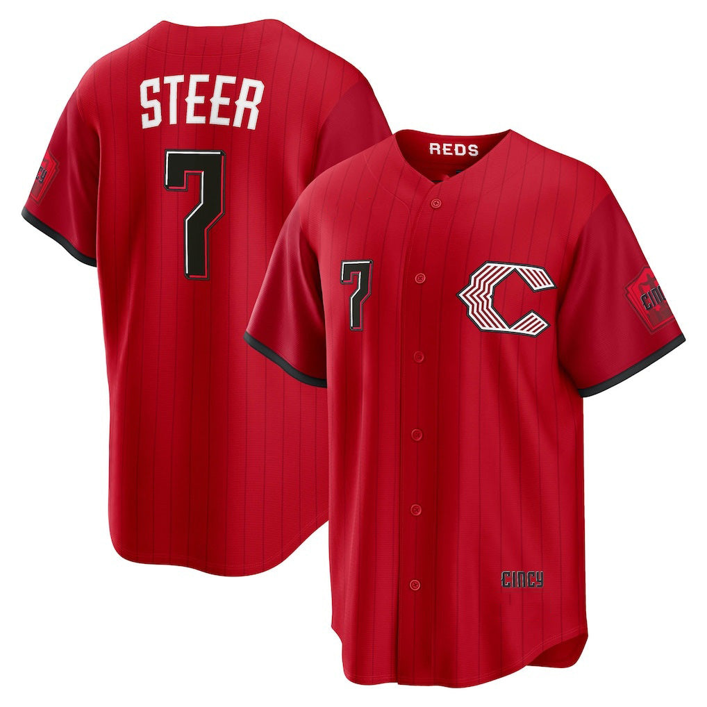 Cincinnati Reds #7 Spencer Steer Red RONA 2026 City Connect Stadium Jersey