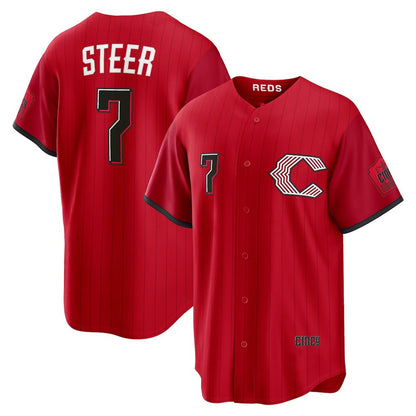 Cincinnati Reds #7 Spencer Steer Red RONA 2026 City Connect Stadium Jersey