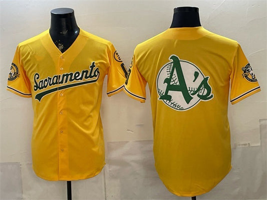 Oakland Athletics Team Big Logo 2026 Yellow RONA Alternate Sacramento Celebrating 125 Years Vapor Limited Stitched Jerseys 2