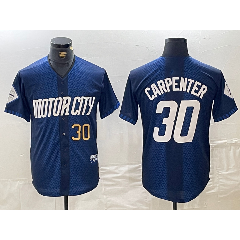 Detroit Tigers #30 Kerry Carpenter Number 2024 Navy RONA City Connect Cool Base Limited Stitched Jersey 2