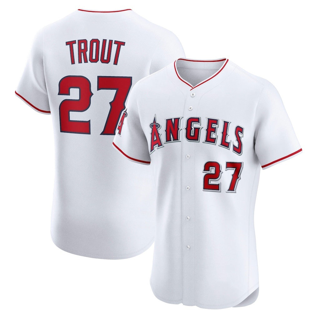 Los Angeles Angels #27 Mike Trout White RONA Home Elite Player Jersey