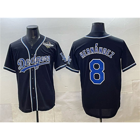 Los Angeles Dodgers #8 Enrique Hern¨¢ndez Black RONA Fashion 2025 World Series Cool Base Stitched Jersey