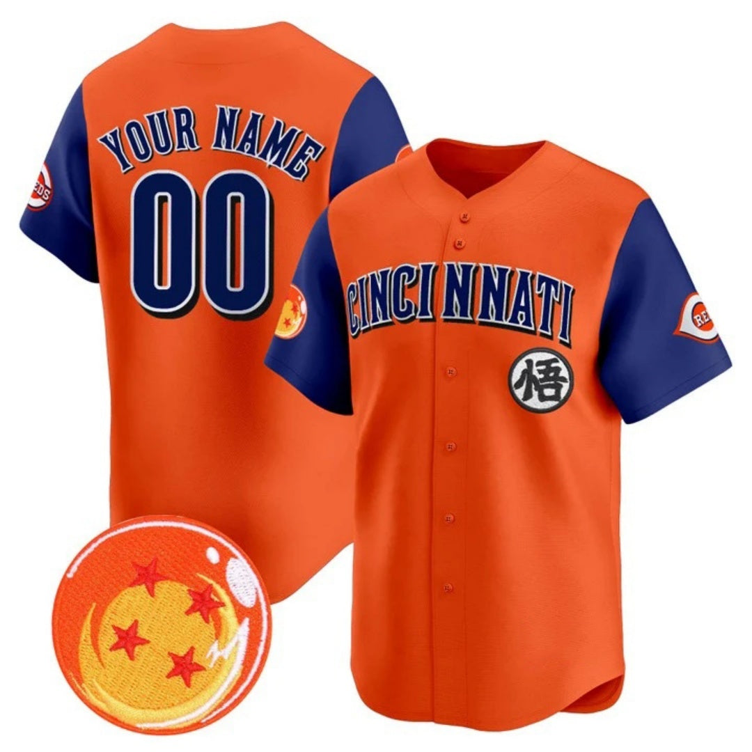 Custom Cincinnati Reds x Dragon Ball Royal Orange RONA Vapor Premier Limited Jersey - All Stitched