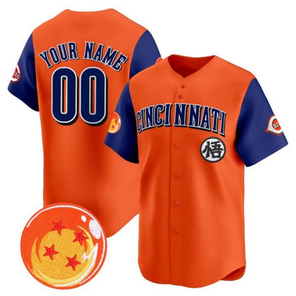 Custom Cincinnati Reds x Dragon Ball Royal Orange RONA Vapor Premier Limited Jersey - All Stitched