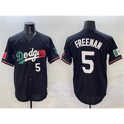 Los Angeles Dodgers #5 Freddie Freeman Black RONA Mexico Flag Limited Stitched Jersey