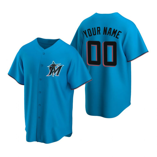 Custom Miami Marlins Blue RONA Stitched Cool Base Jersey