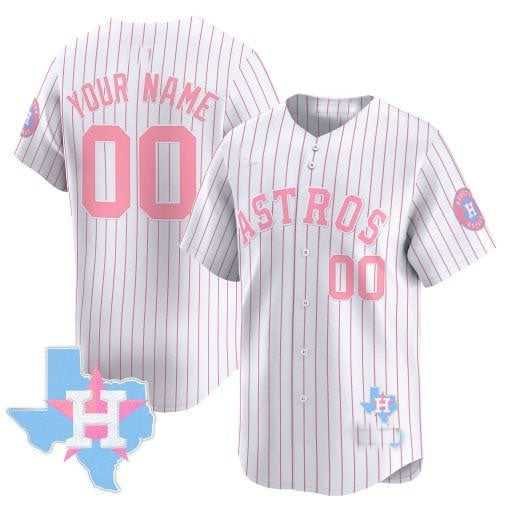 Custom Houston Astros Bubblegum Pinstripe White RONA Vapor PremierLimited Jersey- All Stitched