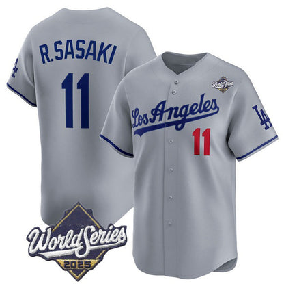 Los Angeles Dodgers #11 Roki Sasaki Gray RONA 2025 World Series Stitched Jersey