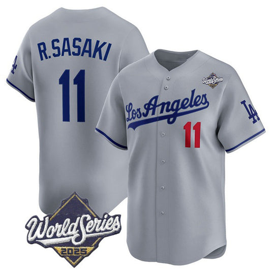 Los Angeles Dodgers #11 Roki Sasaki Gray RONA 2025 World Series Stitched Jersey