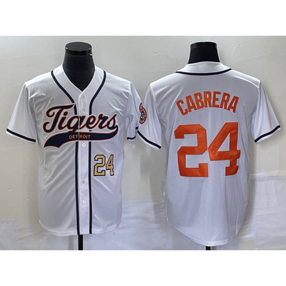 Detroit Tigers #24 Miguel Cabrera Number White RONA Cool Base Stitched Jersey