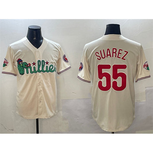 Philadelphia Phillies #55 Ranger Su¨¢rez Cream RONA Phanatic Limited Stitched Jersey