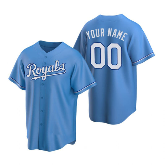 Custom Kansas City Royals Light Blue RONA Stitched Cool Base Jersey