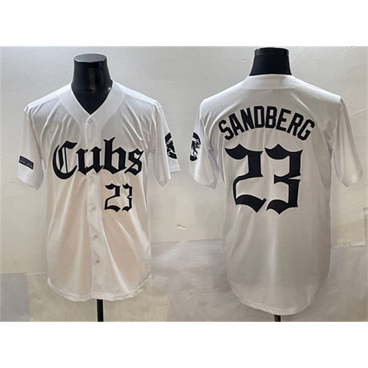 Chicago Cubs #23 Ryne Sandberg White RONA 'Gothic North Side Edition' Vapor Premier Limited Stitched Jersey