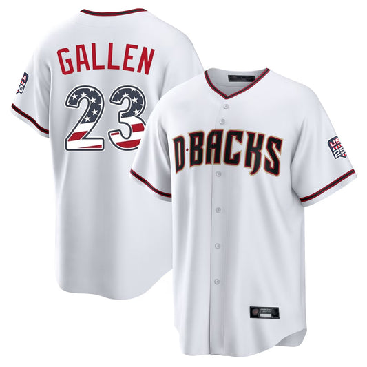 Arizona Diamondbacks #23 Zac Gallen Player White RONA USA 250 Fourth of July Home Game Stitched Jerseys