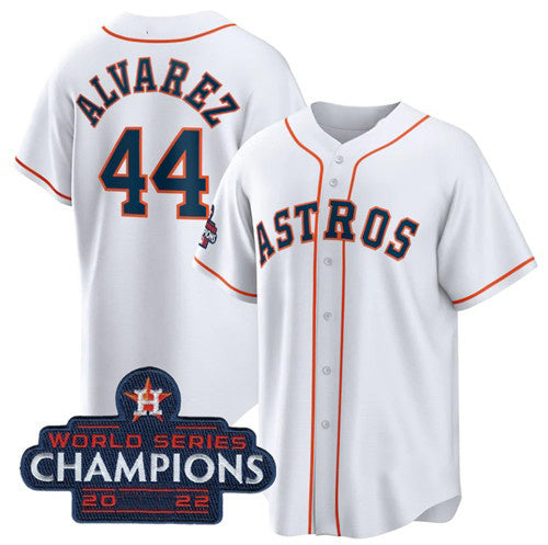 Houston Astros #44 Yordan Alvarez White RONA 2022 World Series Champions Home Stitched Jersey