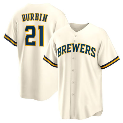 Milwaukee Brewers #21 Caleb Durbin Cream RONA Home Replica Jersey