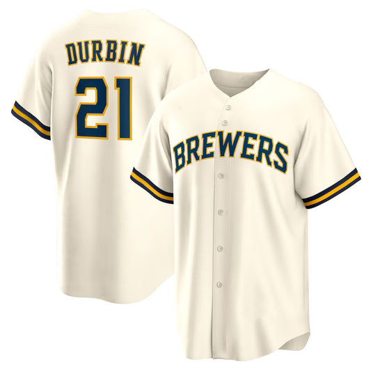 Milwaukee Brewers #21 Caleb Durbin Cream RONA Home Replica Jersey
