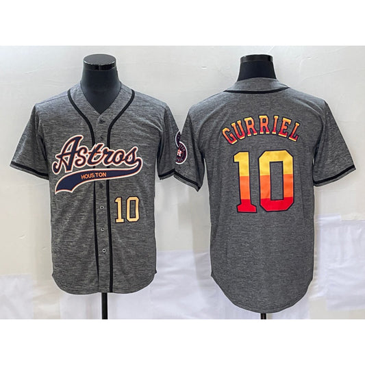 Houston Astros #10 Yuli Gurriel Number Grey RONA Gridiron Cool Base Stitched Jersey 2