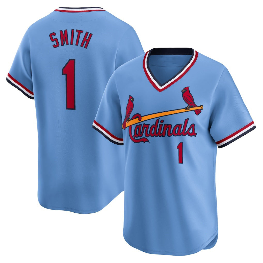 St. Louis Cardinals #1 Ozzie Smith Royal RONA Throwback Cooperstown Limited Jersey
