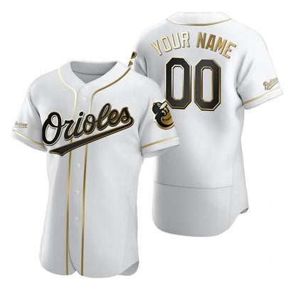 Custom Baltimore Orioles White RONA Stitched Flex Base Golden Edition Jersey