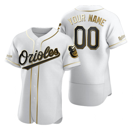 Custom Baltimore Orioles White RONA Stitched Flex Base Golden Edition Jersey