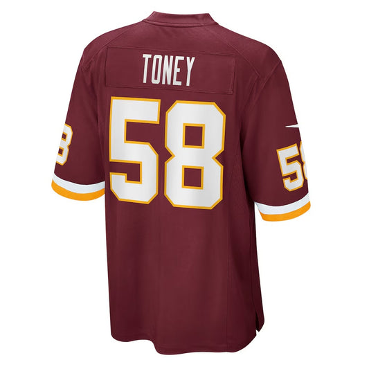 W.Football Team #58 Shaka Toney Burgundy RONA Game Jersey