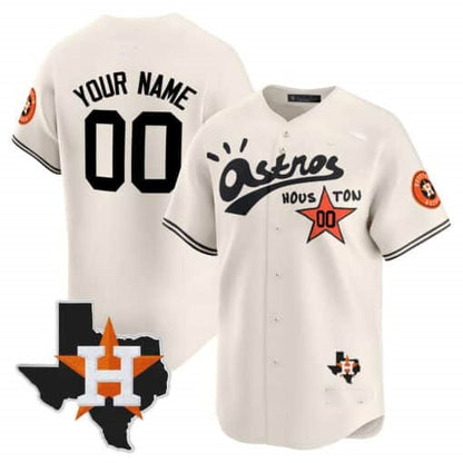 Custom Houston Astros Cactus Jack Style Vapor Premier Limited Jersey ¨C Stitched-Cream RONA