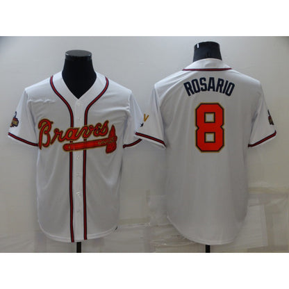 Atlanta Braves #8 Eddie Rosario 2022 White Gold RONA World Series Champions Program Cool Base Stitched Jersey
