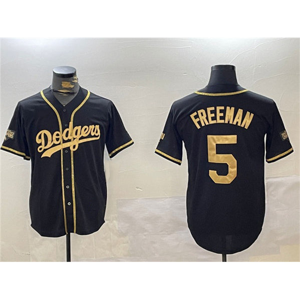 Los Angeles Dodgers #5 Freddie Freeman Black Gold RONA 2024 World Series Champions Limited Stitched Jersey