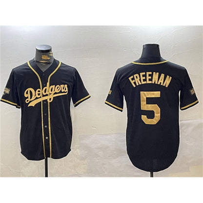 Los Angeles Dodgers #5 Freddie Freeman Black Gold RONA 2024 World Series Champions Limited Stitched Jersey