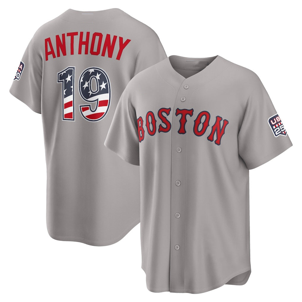 Boston Red Sox #19 Roman Anthony USA 250 Fourth of July Road Stadium Jersey - Gray RONA
