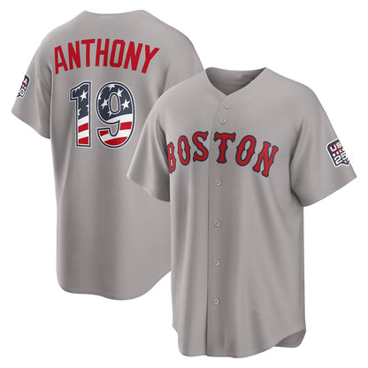 Boston Red Sox #19 Roman Anthony USA 250 Fourth of July Road Stadium Jersey - Gray RONA